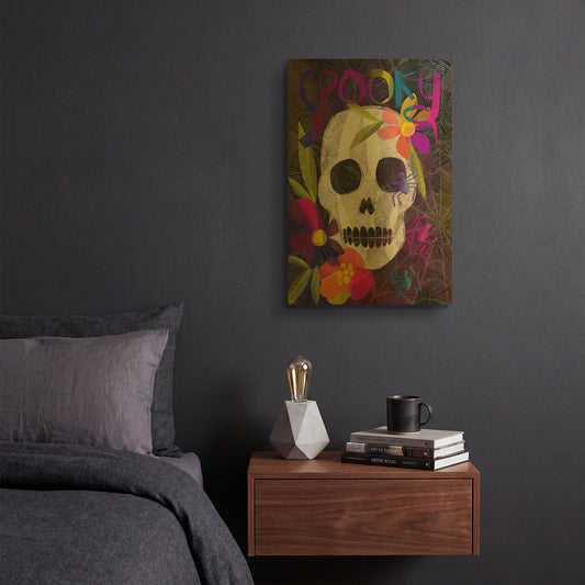 'Spooky Skull' By Michal Loren Art Gold Metal Wall Art