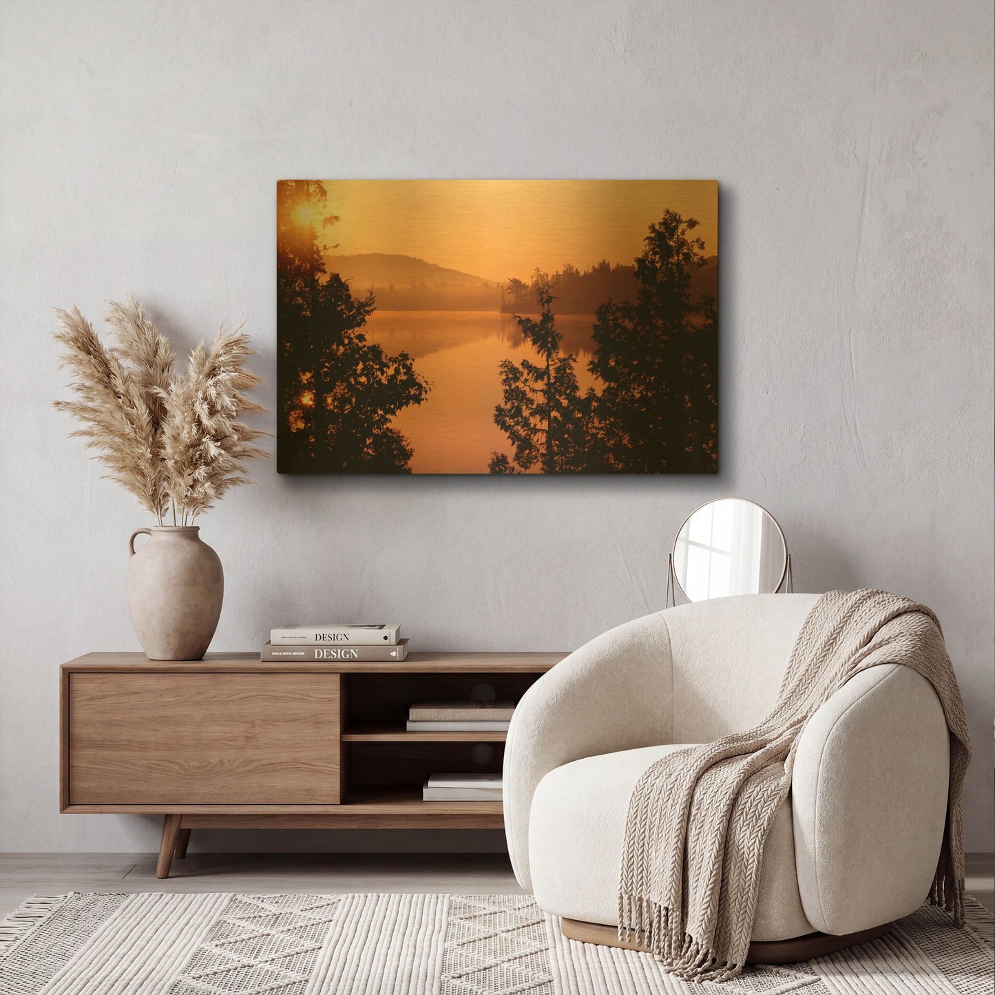 'Lake Superior Sunrise Canada' By Mike Jones Gold Metal Wall Art