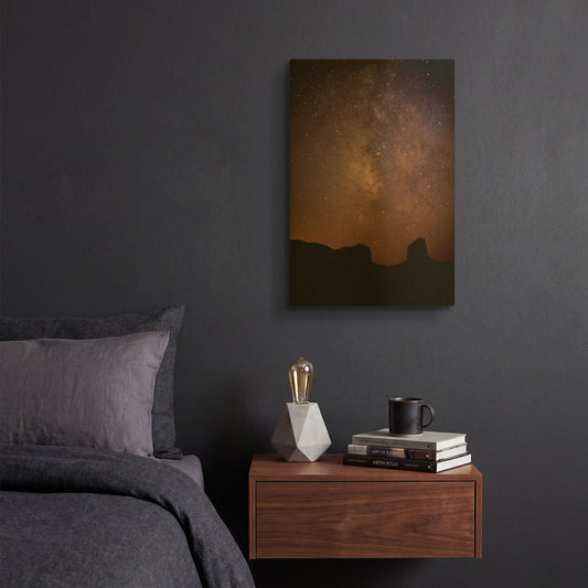 'Monument Valley Night Sky 2789' By Mike Jones Gold Metal Wall Art