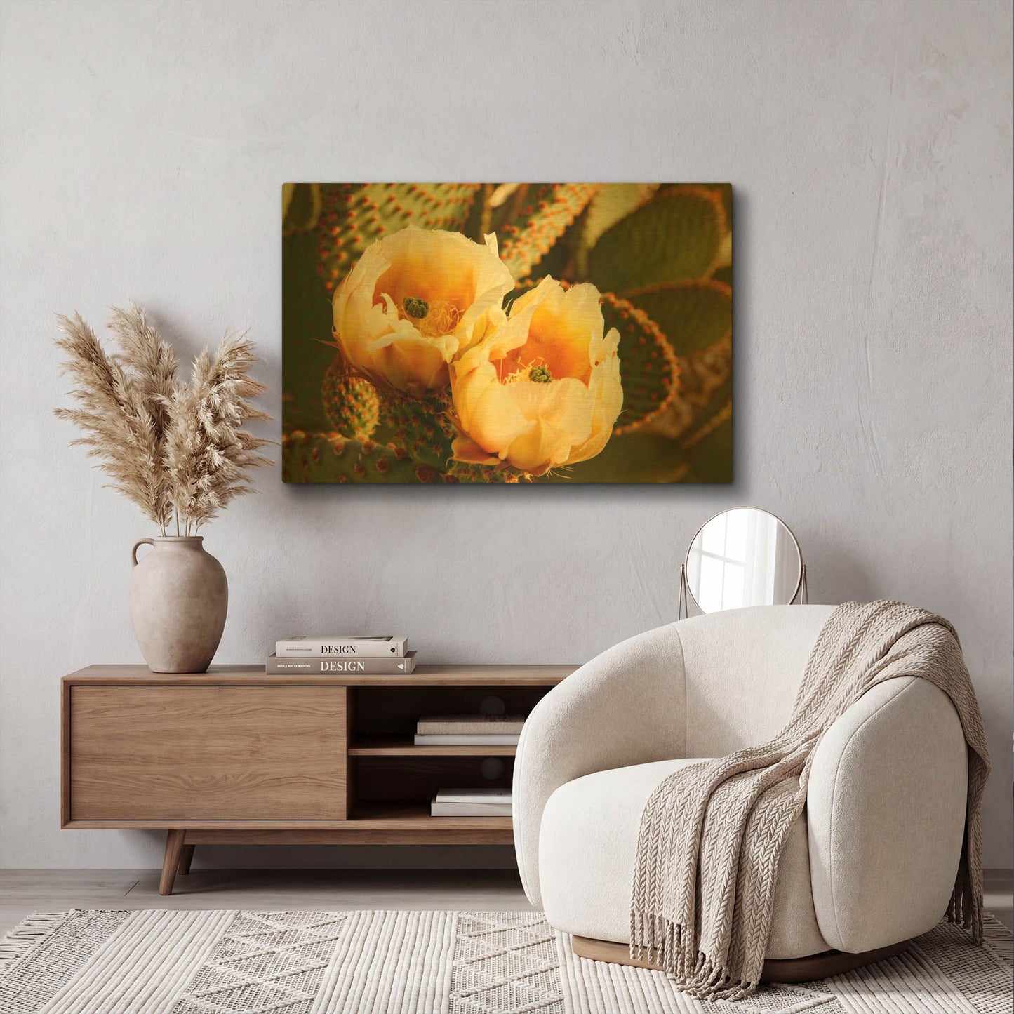 'Prickly Pear Cactus Blooms Az 8639' By Mike Jones Gold Metal Wall Art