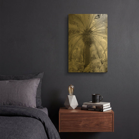 'Radiant Palm Fl 7423' By Mike Jones Gold Metal Wall Art