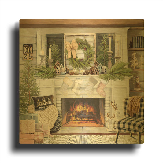 'Cozy Farmhouse Christmas' By Nicky Boehme Gold Metal Wall Art