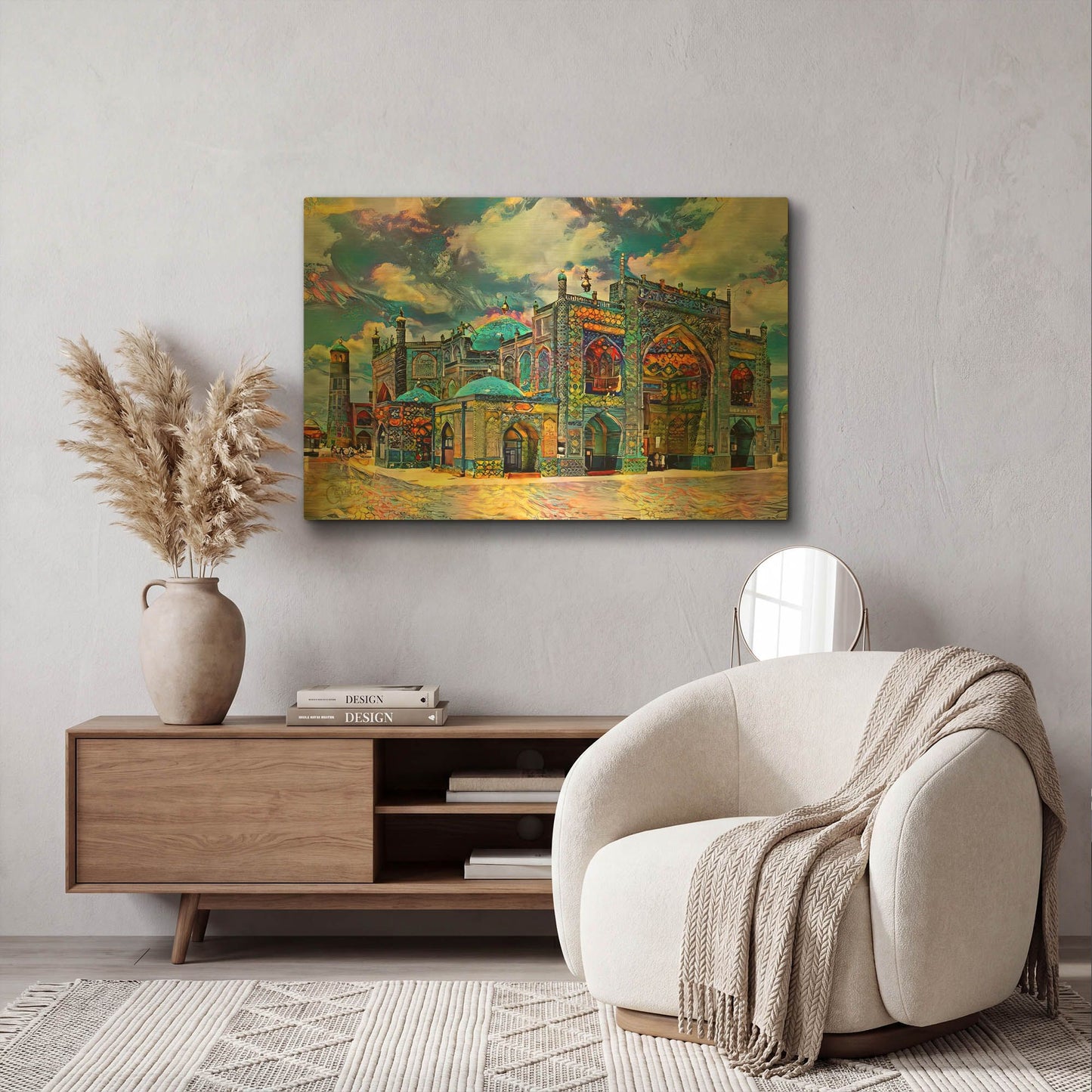 'Afghanistan Mazar-I-Sharif Great Blue Mosque Mausoleum Of Ali Shrine Of Hazrat Ali' By Pedro Gavidia Gold Metal Wall Art