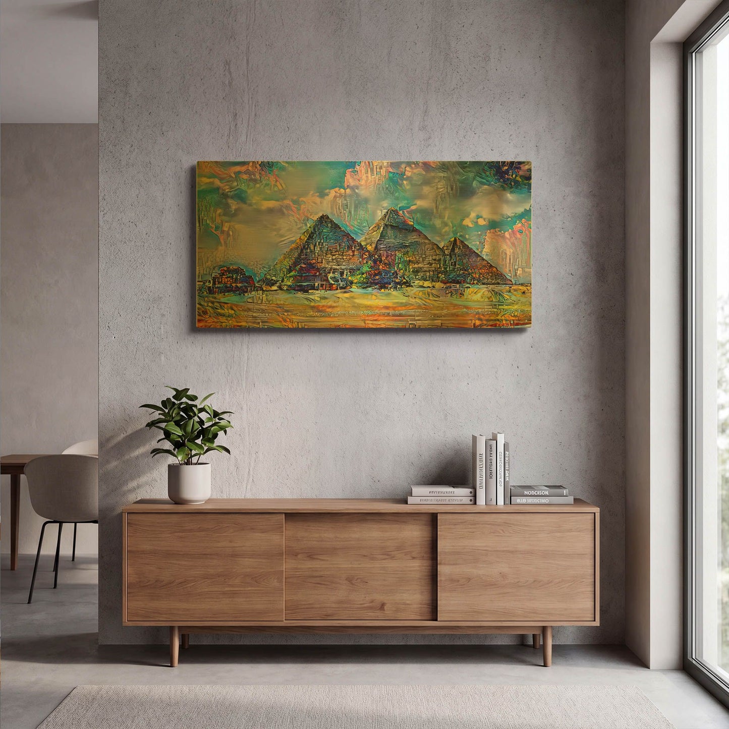 'Egypt Giza Pyramids At Desert 2025' By Pedro Gavidia Gold Metal Wall Art