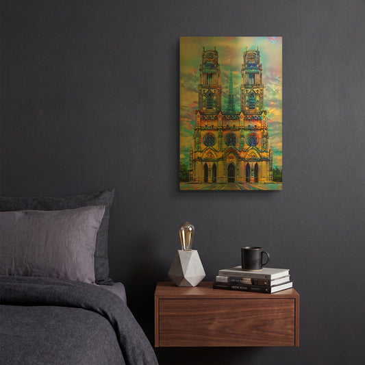 'France Orleans Cathedral' By Pedro Gavidia Gold Metal Wall Art