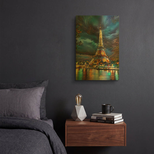 'France Paris Tower Eiffel Shinings' By Pedro Gavidia Gold Metal Wall Art