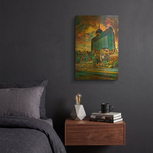 'Mexico City Polyforum And World Trade Center 2025' By Pedro Gavidia Gold Metal Wall Art