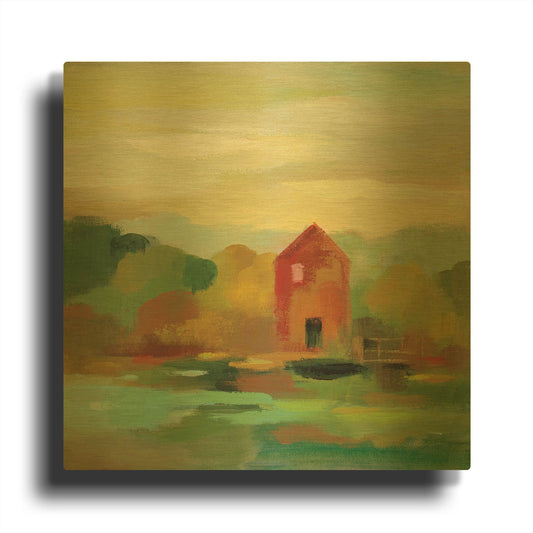 'October Farm II' By Silvia Vassileva Gold Metal Wall Art