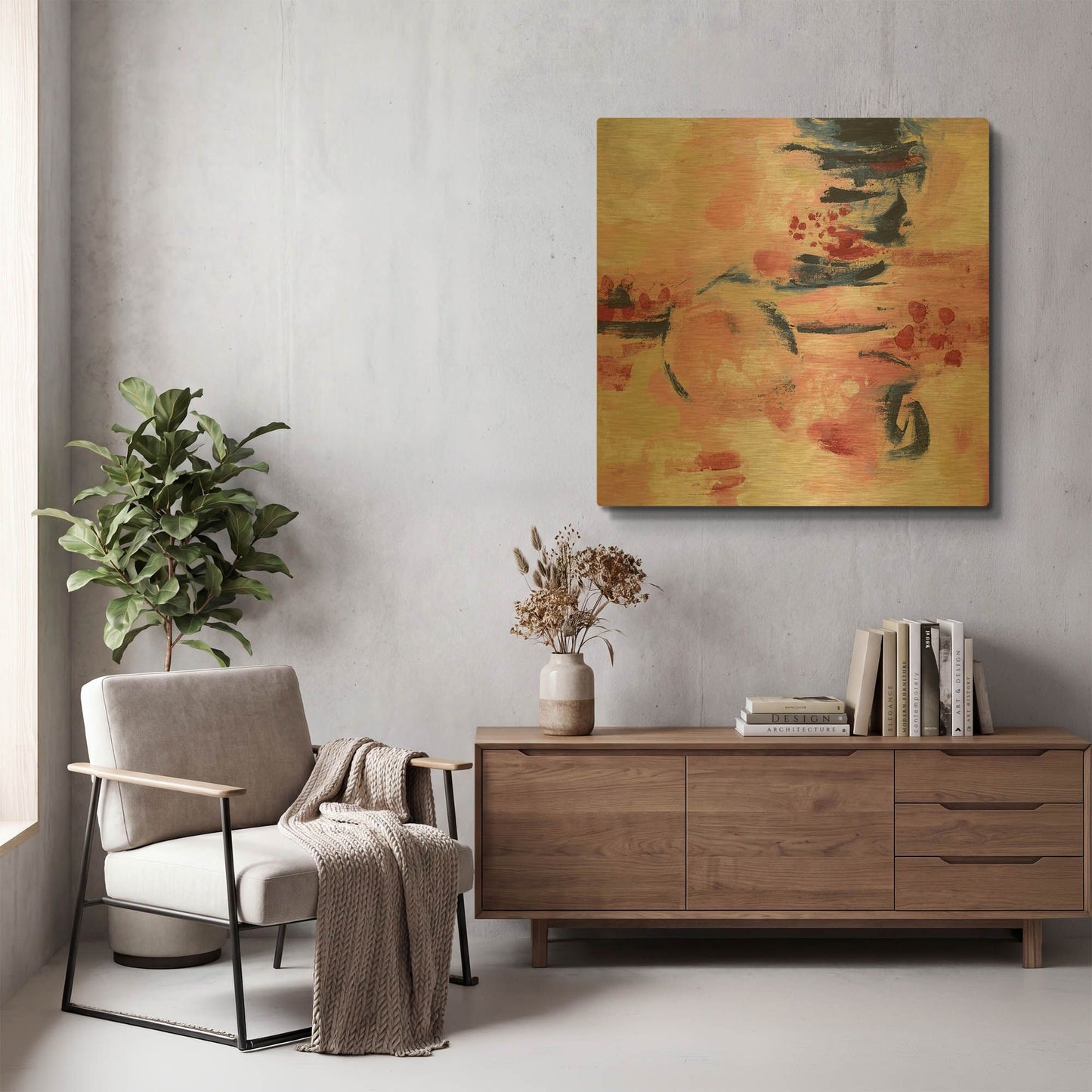 'Sakura II' By Silvia Vassileva Gold Metal Wall Art