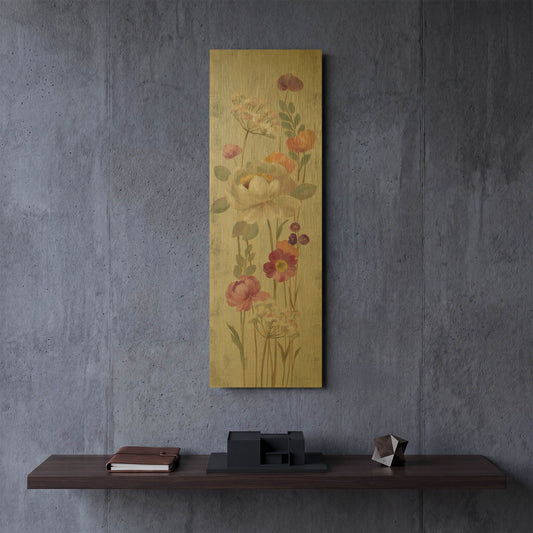 'Retro Floral II' By Silvia Vassileva Gold Metal Wall Art