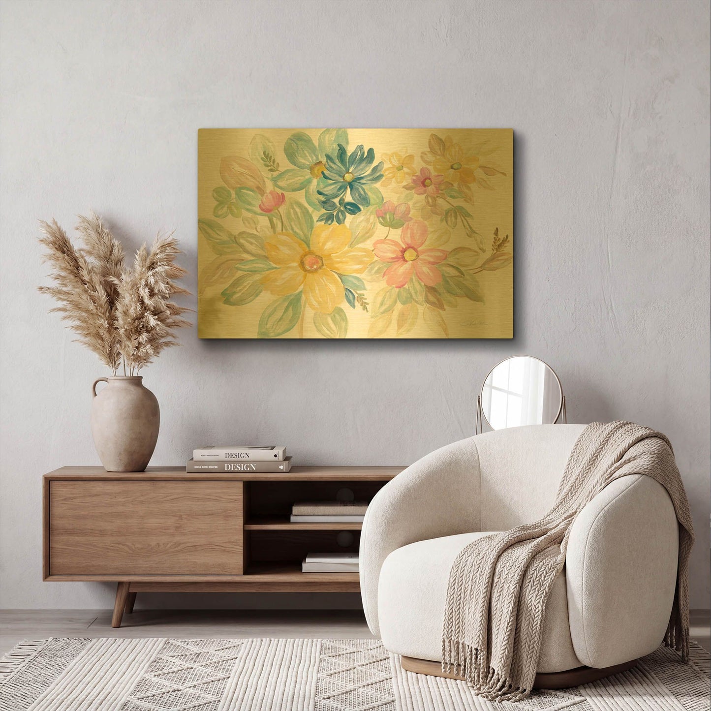 'June Bloom' By Silvia Vassileva Gold Metal Wall Art