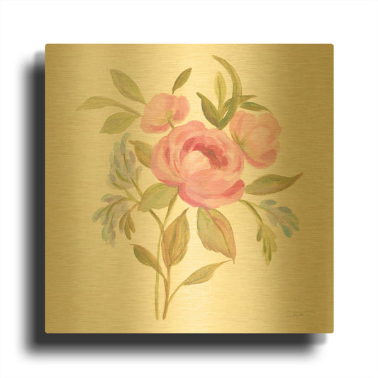 'Petals and Blossoms IV' By Silvia Vassileva Gold Metal Wall Art