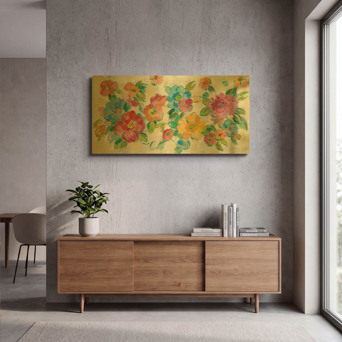 'Playful Floral Trio I' By Silvia Vassileva Gold Metal Wall Art