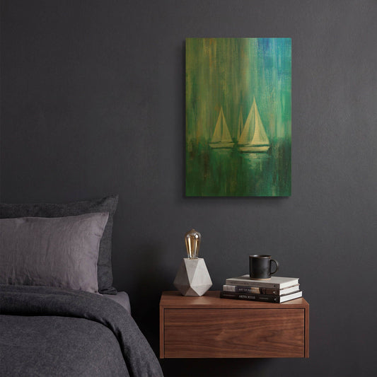 'Sailboat Simplicity II' By Silvia Vassileva Gold Metal Wall Art