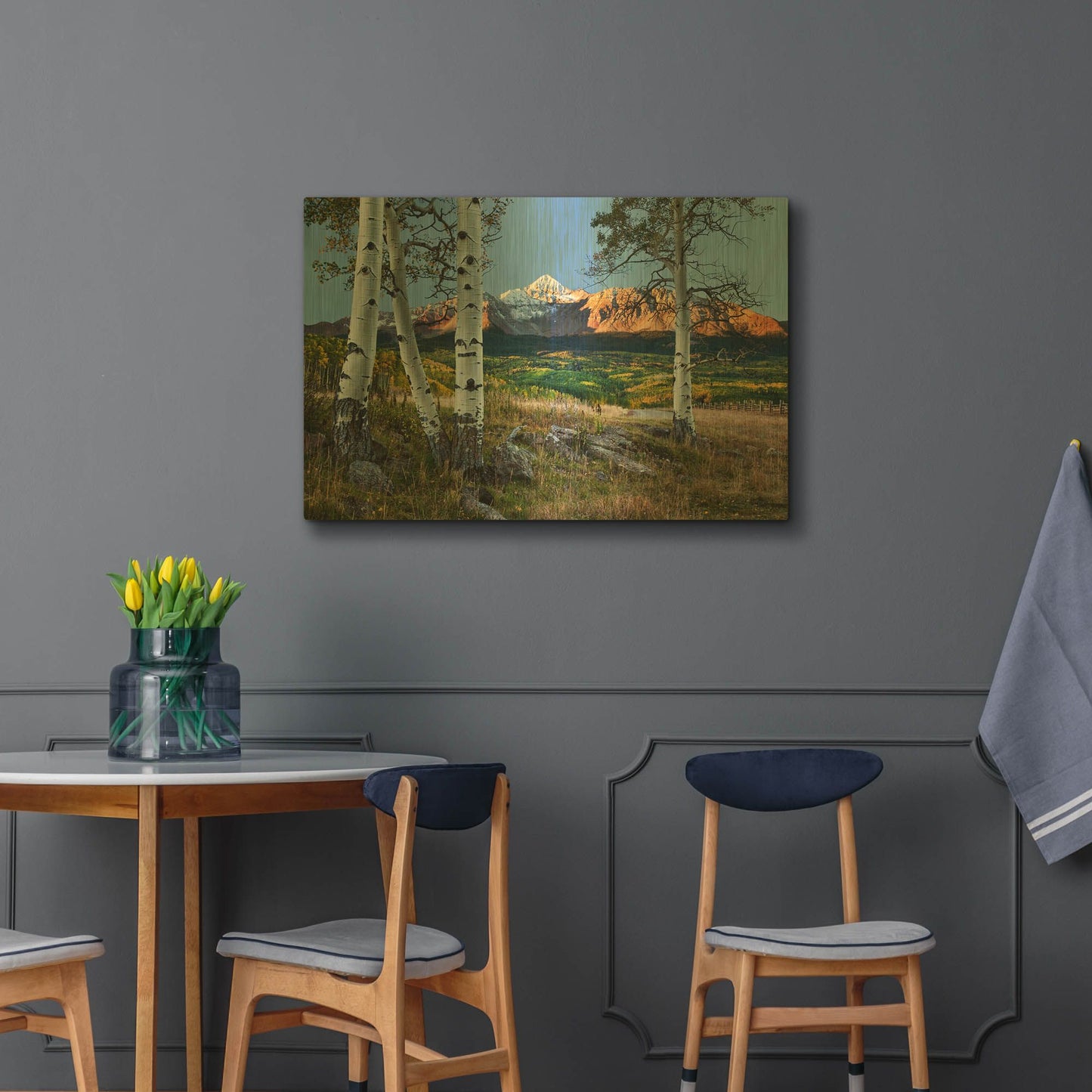 'Wilson Peak Foreground Aspens' By Larry Malvin Gold Metal Wall Art