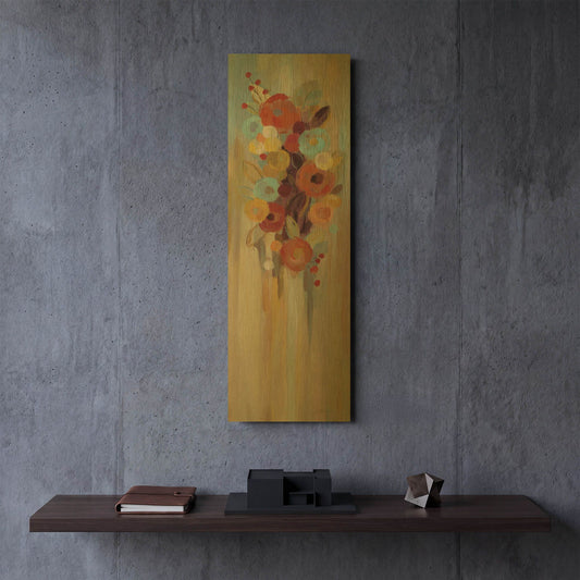 'Tall Autumn Flowers II' By Silvia Vassileva Gold Metal Wall Art
