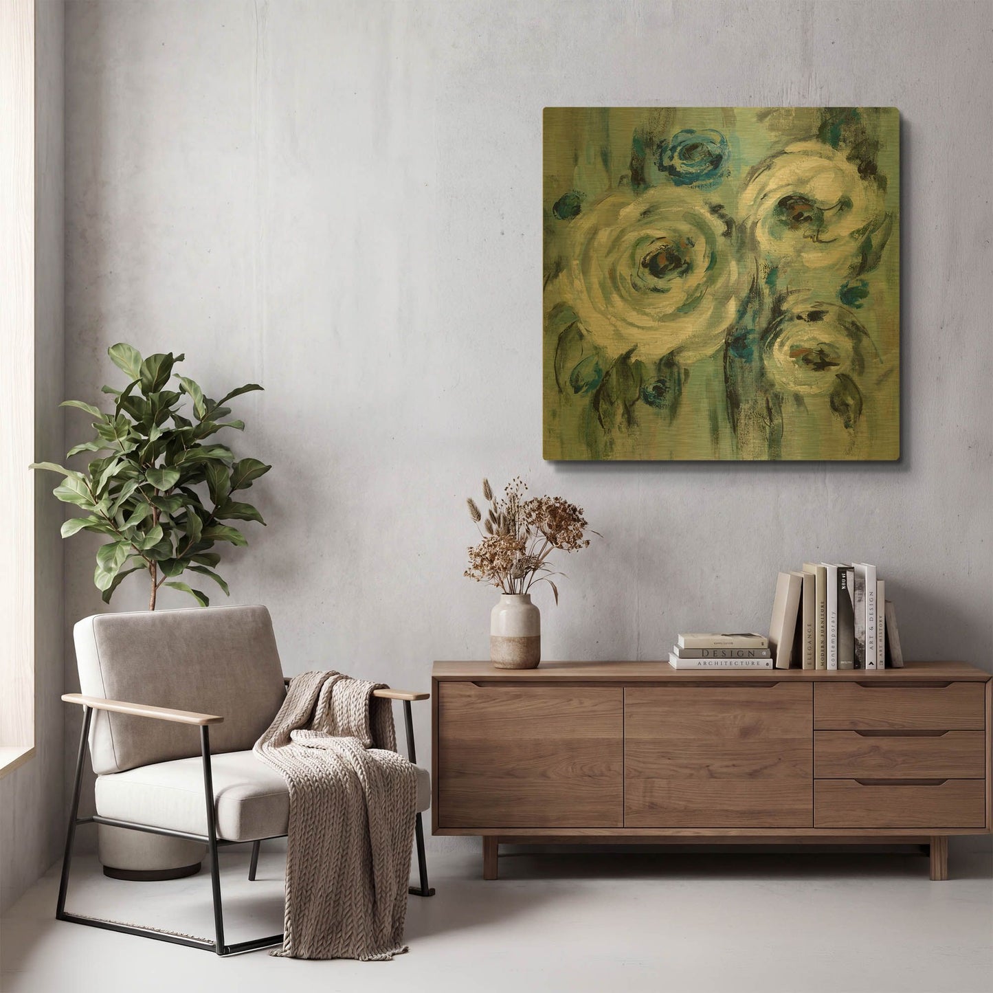 'Big Sage Flowers' By Silvia Vassileva Gold Metal Wall Art