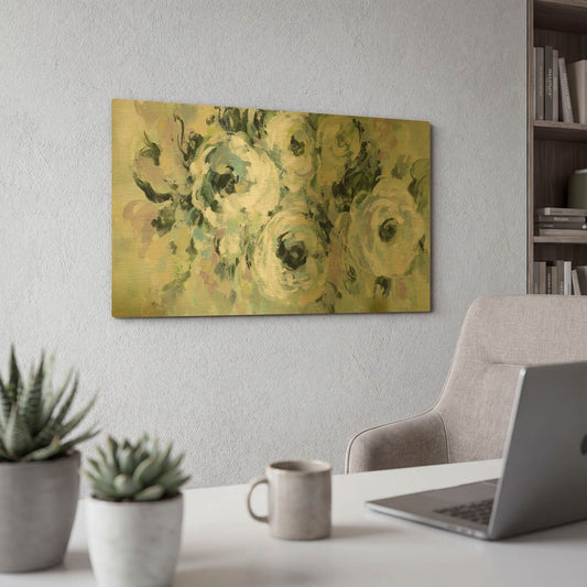 'Sage and Lavender Peonies' By Silvia Vassileva Gold Metal Wall Art
