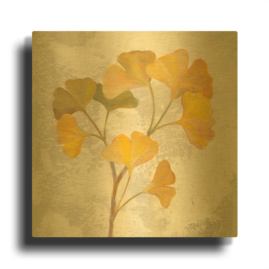 'November Leaves III' By Silvia Vassileva Gold Metal Wall Art