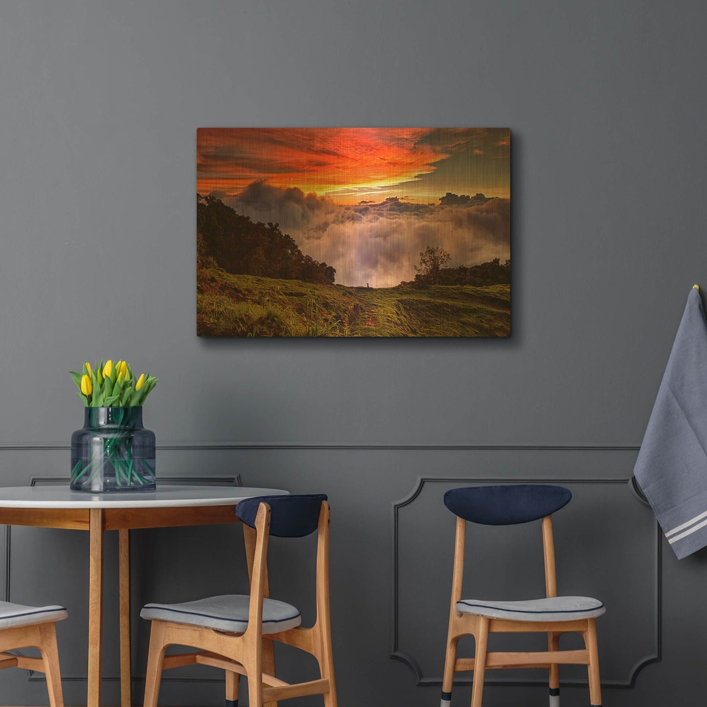 'Mtn Cloud Sunset' By Larry Malvin Gold Metal Wall Art
