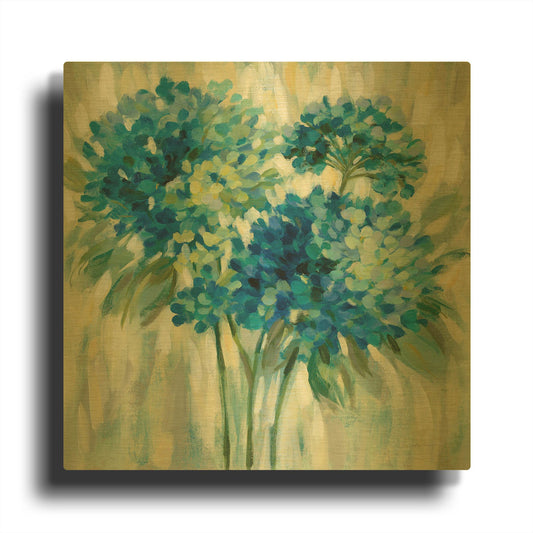 'Burst of Hydrangeas' By Silvia Vassileva Gold Metal Wall Art