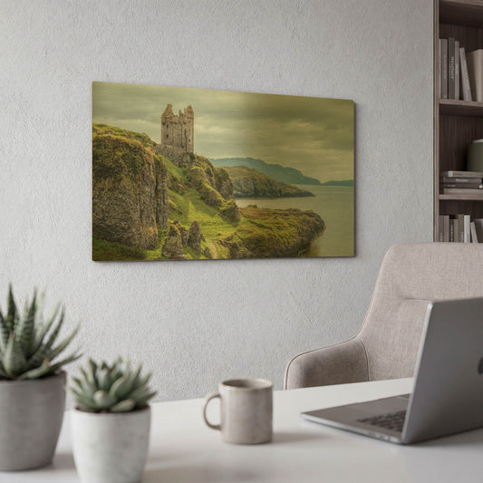 'Gylen Castle Cliff' By Larry Malvin Gold Metal Wall Art