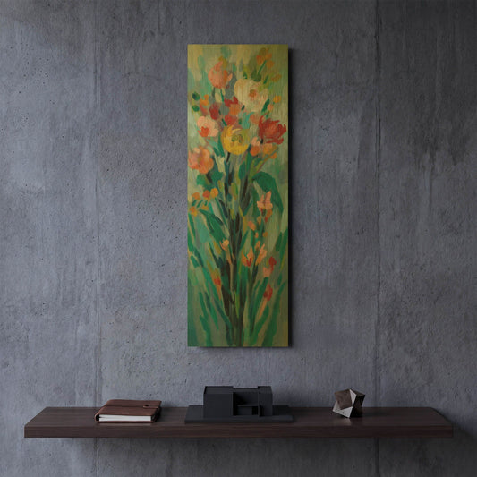 'Tall Bright Flowers I' By Silvia Vassileva Gold Metal Wall Art