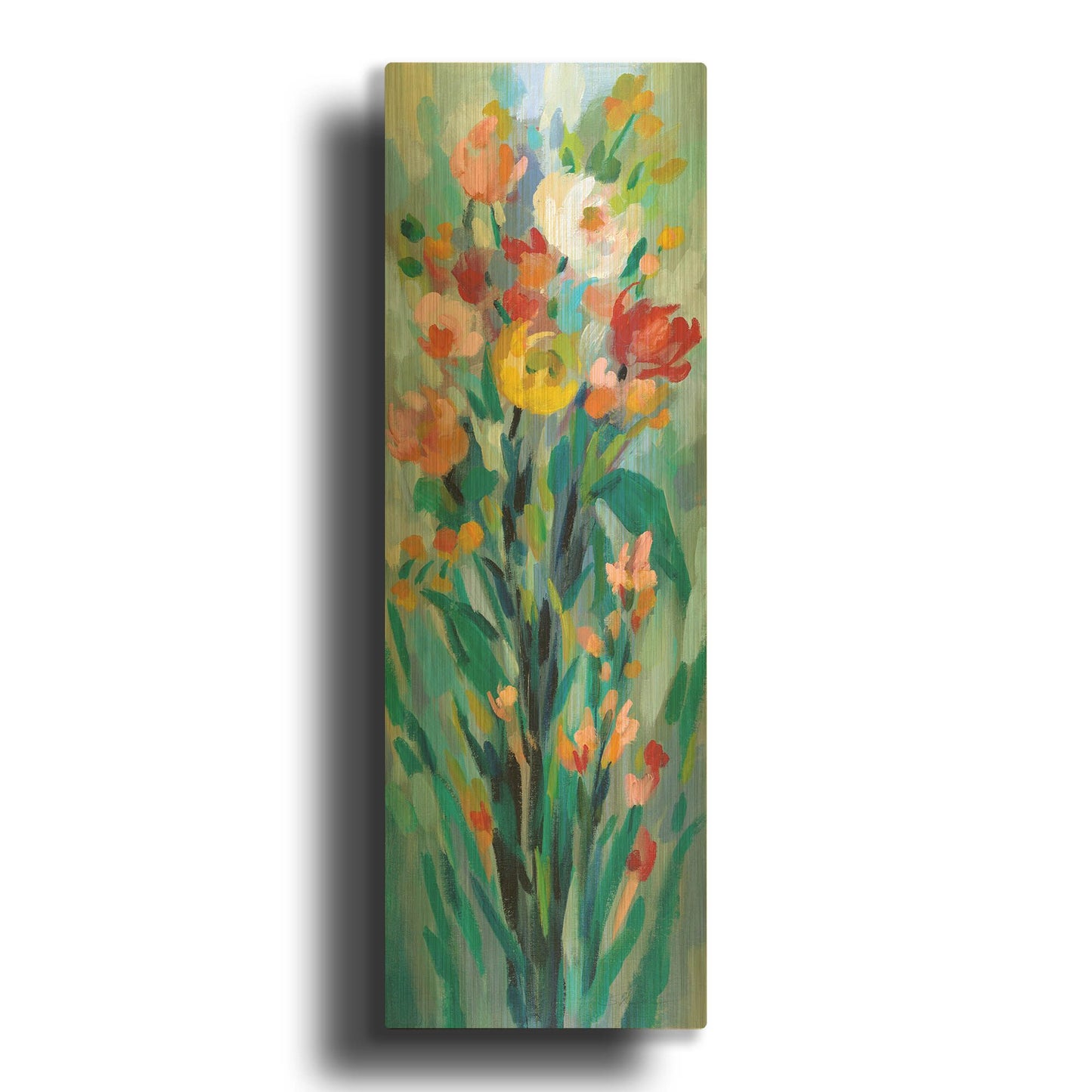 'Tall Bright Flowers I' By Silvia Vassileva Gold Metal Wall Art