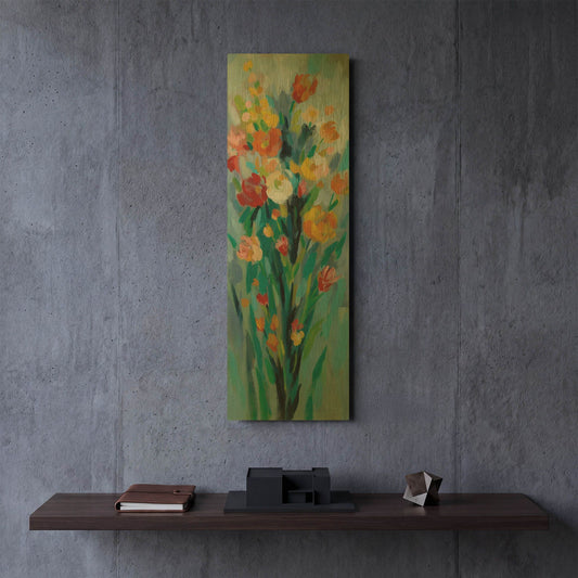 'Tall Bright Flowers II' By Silvia Vassileva Gold Metal Wall Art