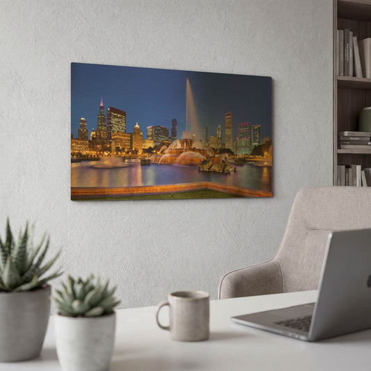 'Buckfountain Dusk' By Larry Malvin Gold Metal Wall Art