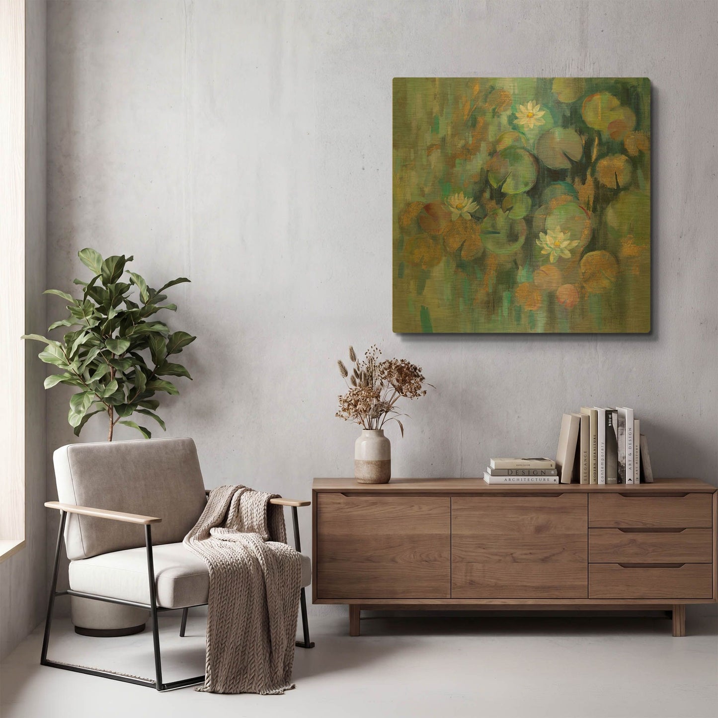 'Magic Lily Pond' By Silvia Vassileva Gold Metal Wall Art