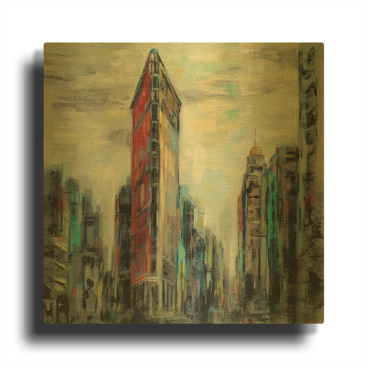 'Manhattan Flatiron Building' By Silvia Vassileva Gold Metal Wall Art