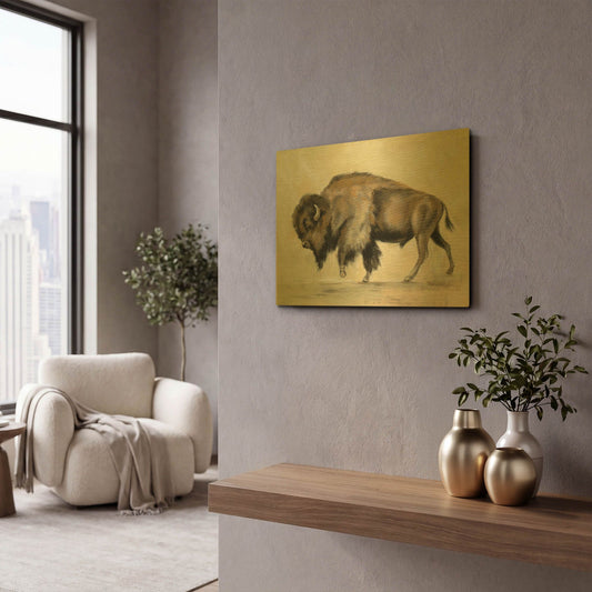 'Bronze Buffalo' By Silvia Vassileva Gold Metal Wall Art
