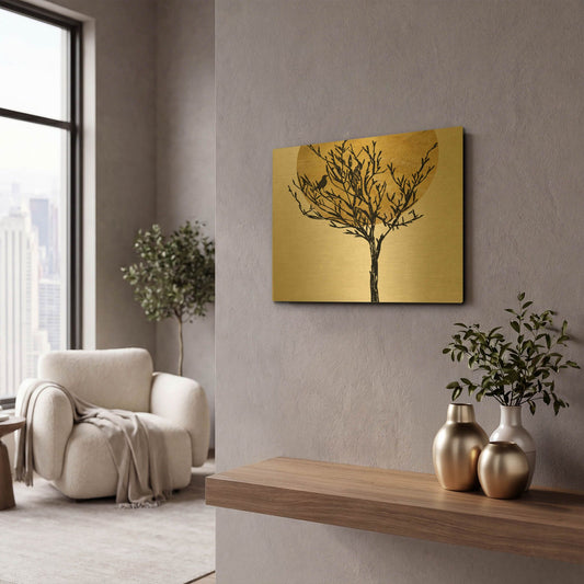'Moon Tree 2' By Karen Smith Gold Metal Wall Art