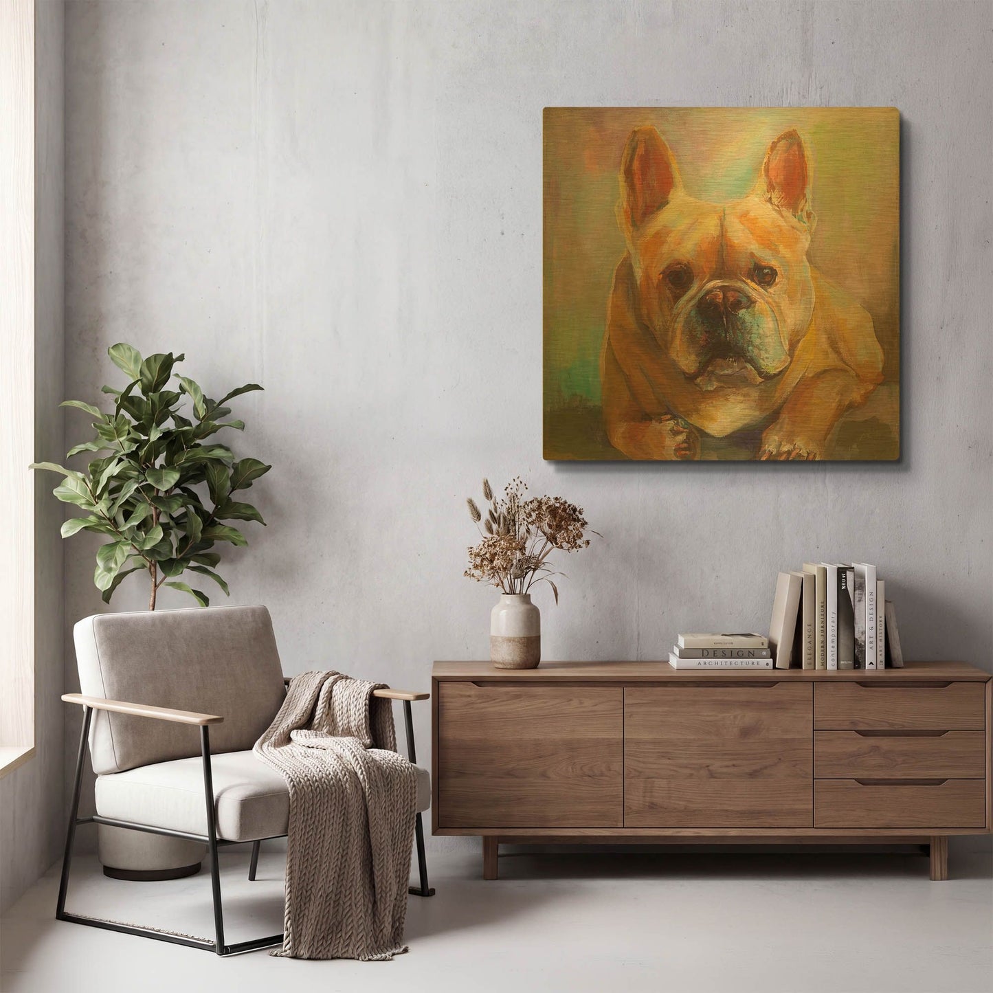 'Frenchie' By Jeanette Vertentes Gold Metal Wall Art