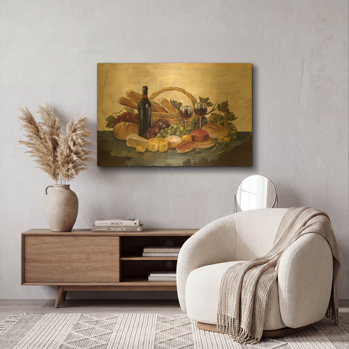 'Tuscan Evening Wine' By Silvia Vassileva Gold Metal Wall Art