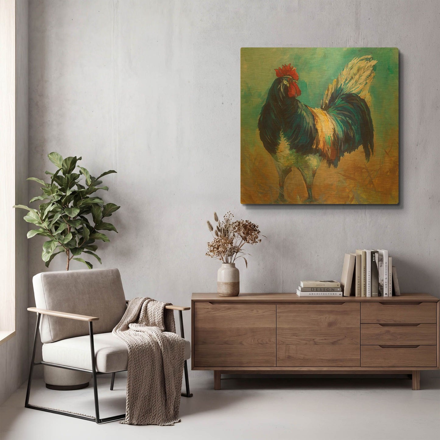 'Cocky' By Jeanette Vertentes Gold Metal Wall Art
