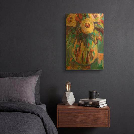 'Round Vase' By Jeanette Vertentes Gold Metal Wall Art