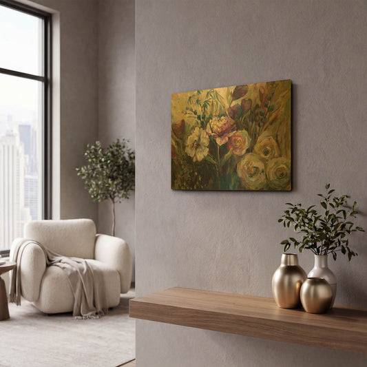 'Summer Garden' By Jeanette Vertentes Gold Metal Wall Art