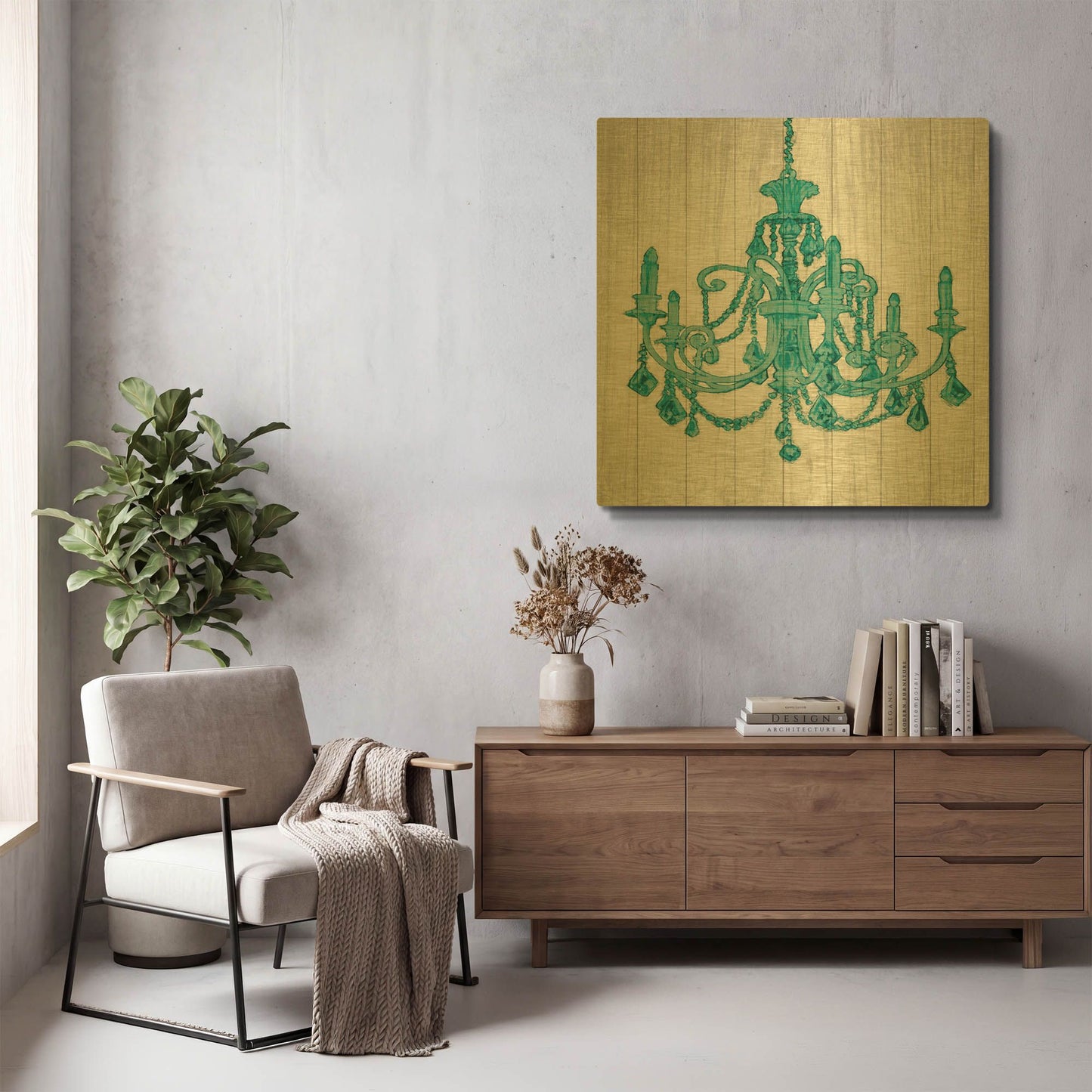 'Luxurious Lights III Turquoise' By James Wiens Gold Metal Wall Art