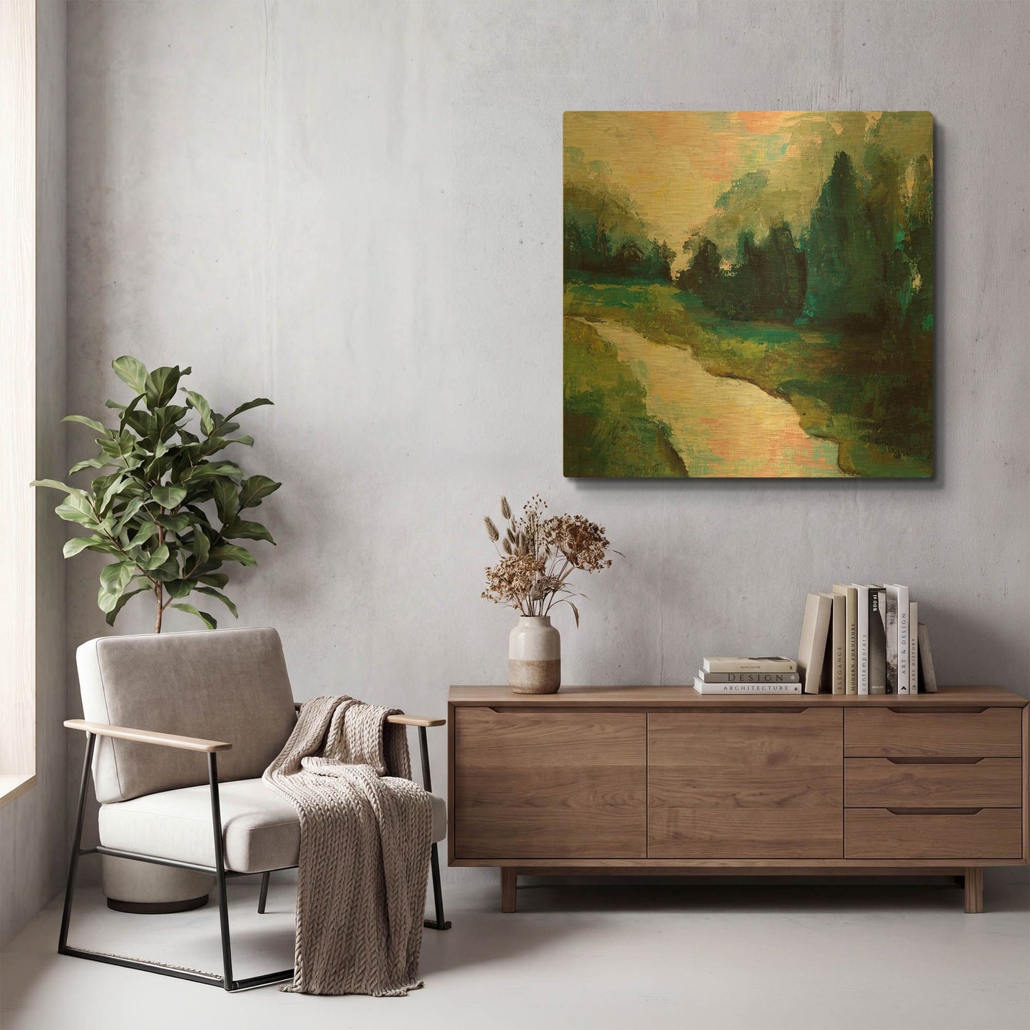 'River Walk' By Jeanette Vertentes Gold Metal Wall Art