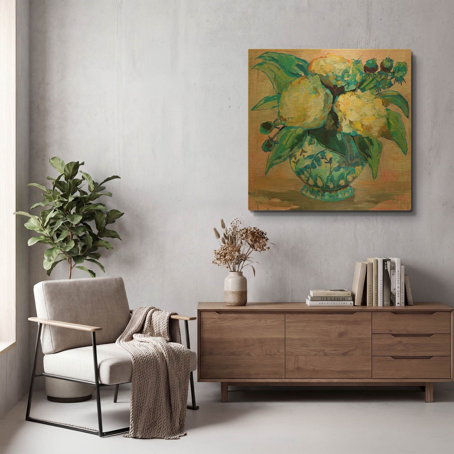 'Ginger Jar I' By Jeanette Vertentes Gold Metal Wall Art