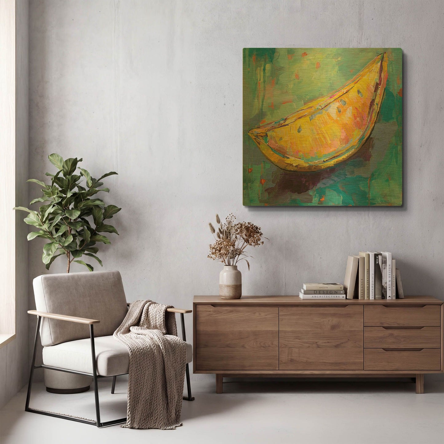'Lemon Wedge' By Jeanette Vertentes Gold Metal Wall Art