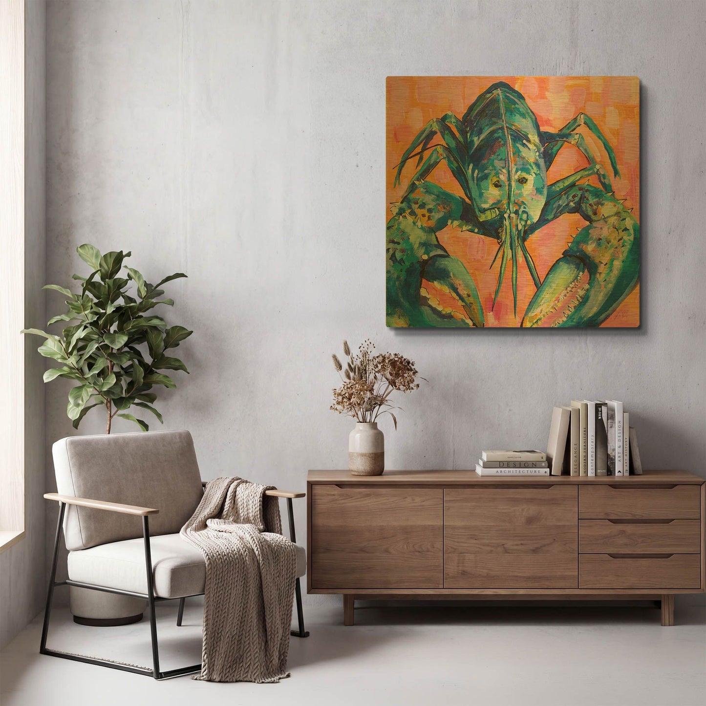 'Lilly Lobster I' By Jeanette Vertentes Gold Metal Wall Art
