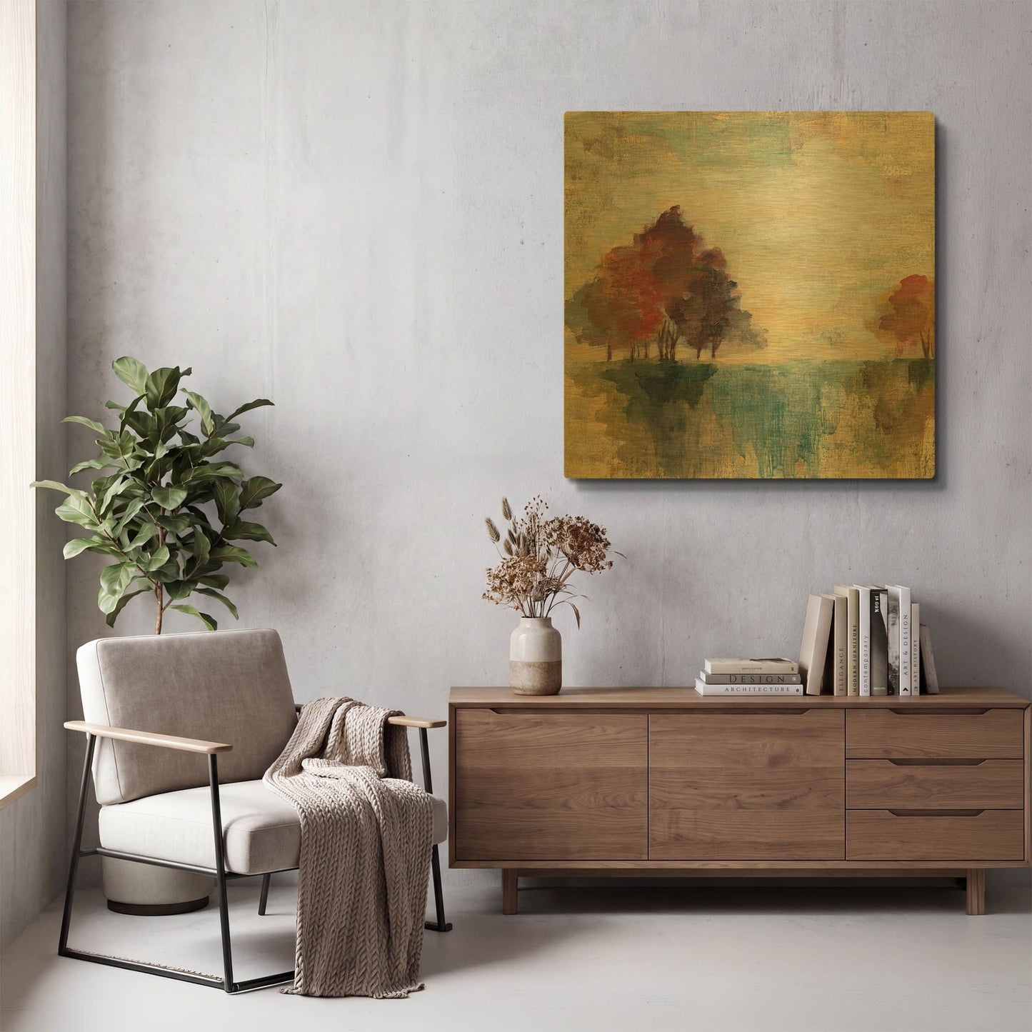 'Landscape Monotype II' By Silvia Vassileva Gold Metal Wall Art