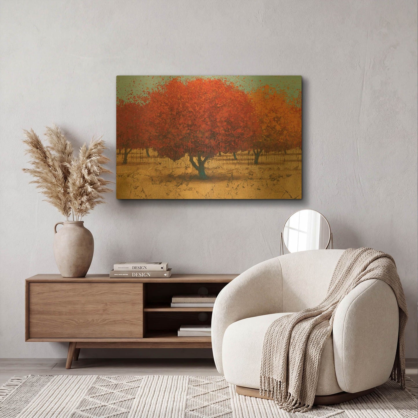'Orange Trees II' By James Wiens Gold Metal Wall Art