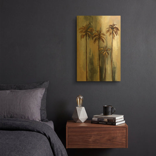 'Palm Trees II' By Silvia Vassileva Gold Metal Wall Art