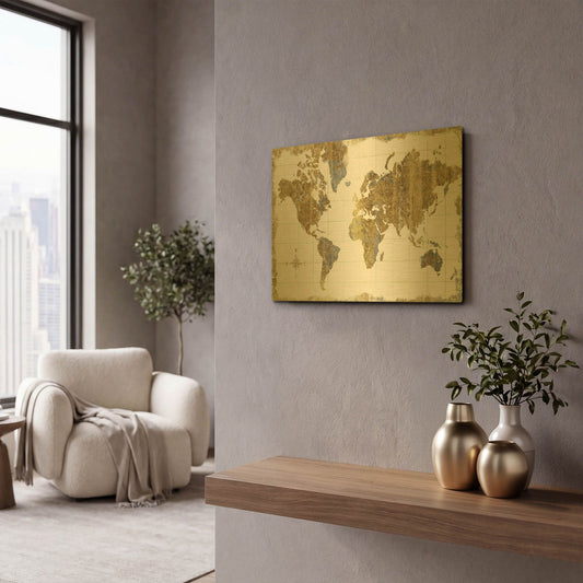 'Map of Dreams' By Wild Apple Portfolio Gold Metal Wall Art