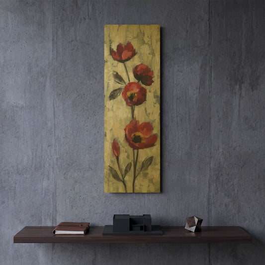 'Simple Red Floral I' By Silvia Vassileva Gold Metal Wall Art