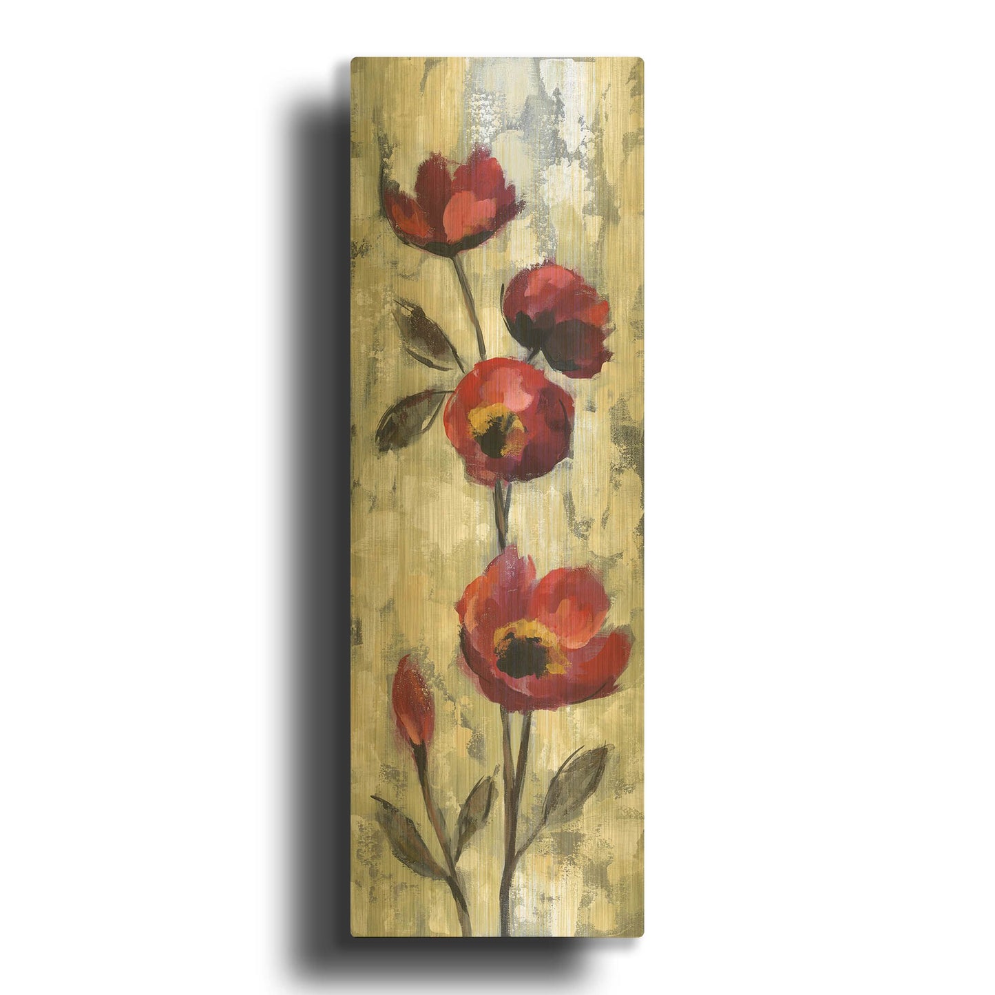 'Simple Red Floral I' By Silvia Vassileva Gold Metal Wall Art